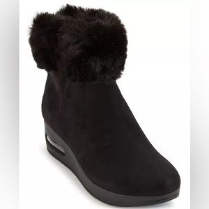 Black Suede DKNY wedge ankle booties